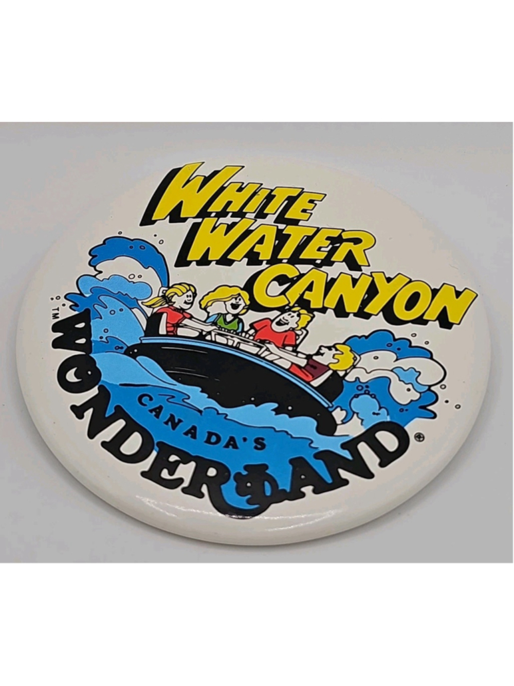 Vintage Canada's Wonderland White Water Canyon Ride Pinback Button Souvenir 3.5"